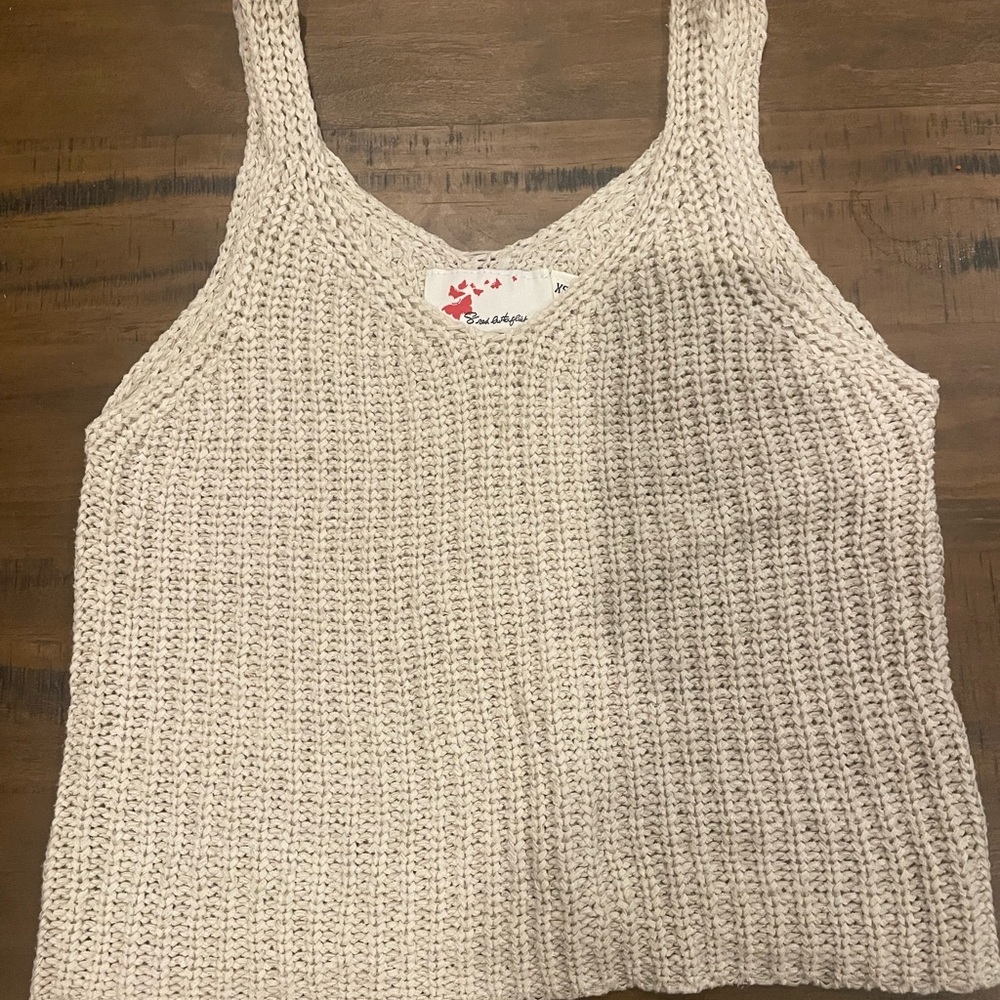 Tan sweater material tank top